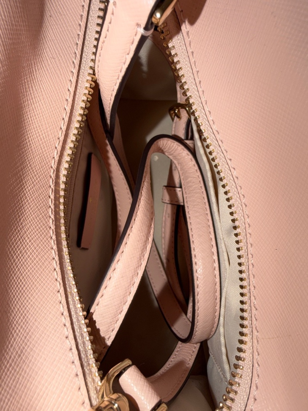 Kate Spade Small Madison Pink Saffiano Satchel with Gold-Tone Accents - Picture 4 of 5